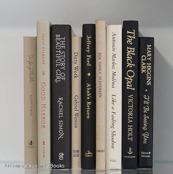 set of neutral decorative books for display. reeal hardcover books used for decorating.