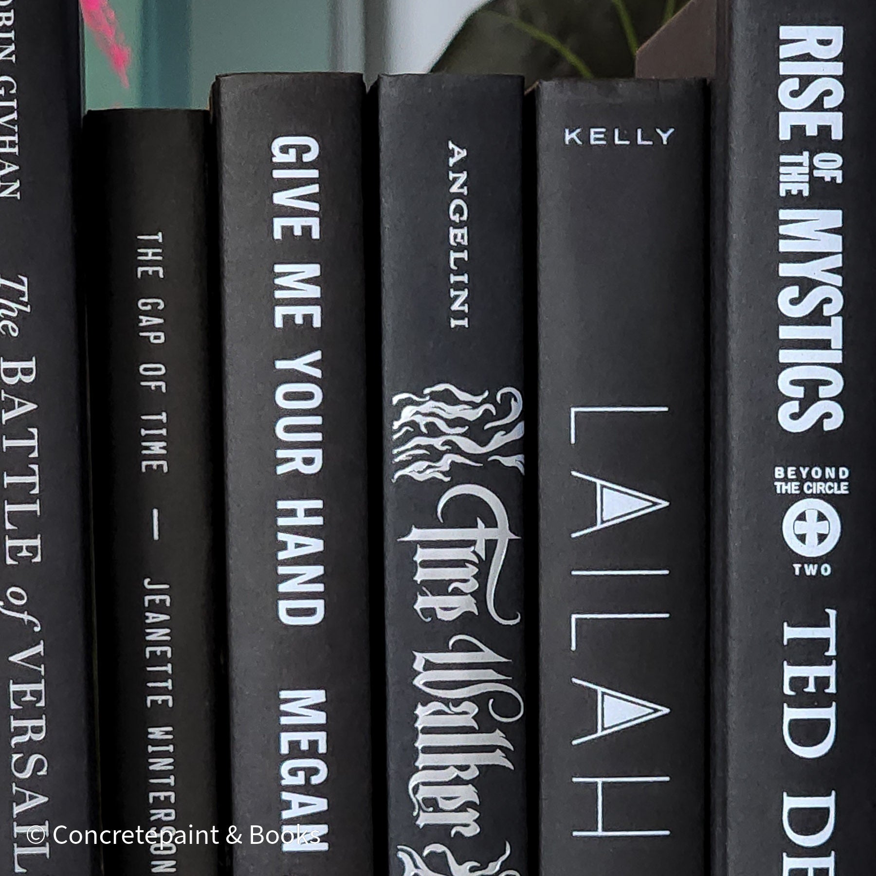Stack of black decorative books for home decor.