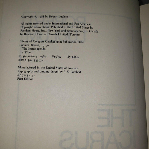 First edition hardcover book Acarus Agenda by Robert Ludlem. 