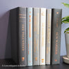 Gray and black books on diplay for mens home decor. 