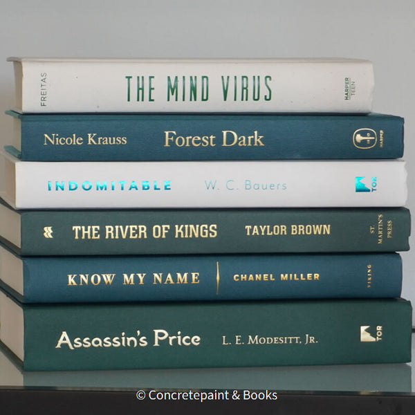 Real hardcover books for decorating. Decorative book display. 