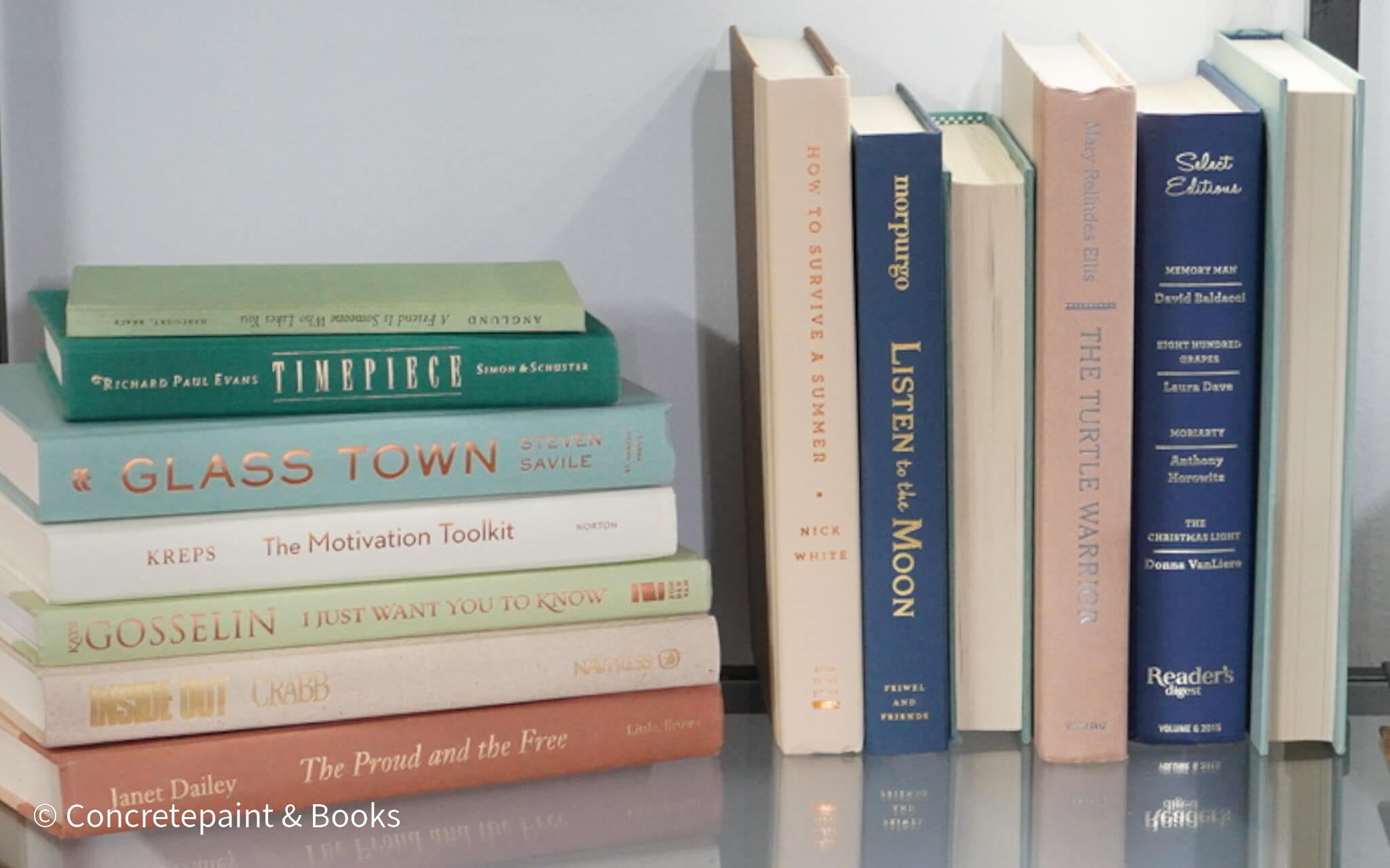 Neutral Navy Mint Book Display 6