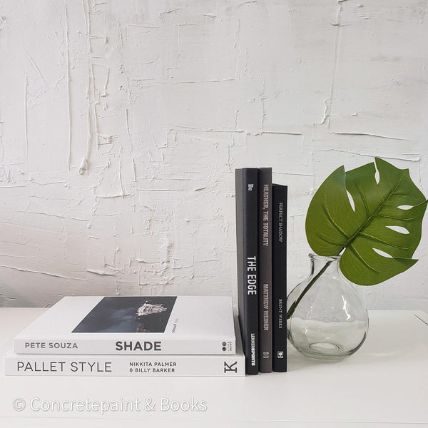 Set of White & Black Decorative Books + Accents-Set of Decorative Books and Accents-[set of coffee table books]-[large books for decorating]-[interactive décor]