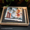 Kitchen & Patio Summer Décor Set 5 | Decorative Wooden Tray, Cookbooks & Glass Bottle