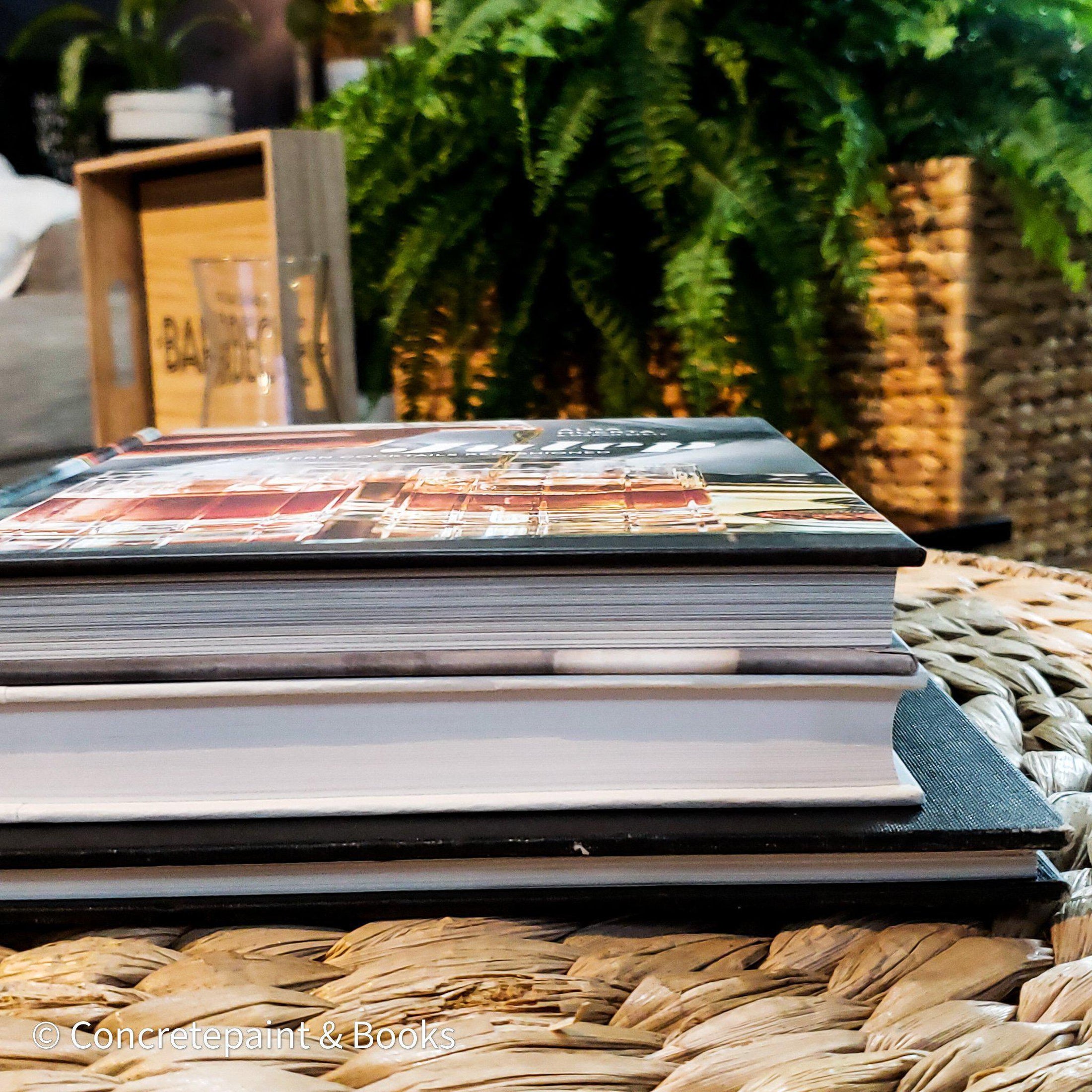Kitchen & Patio Summer Décor Set 5 | Decorative Wooden Tray, Cookbooks & Glass Bottle