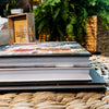 Kitchen & Patio Summer Décor Set 5 | Decorative Wooden Tray, Cookbooks & Glass Bottle