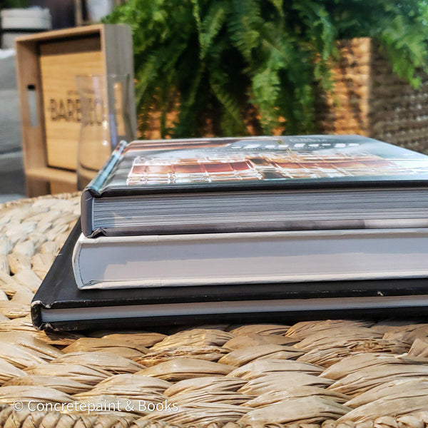 Kitchen & Patio Summer Décor Set 5 | Decorative Wooden Tray, Cookbooks & Glass Bottle
