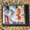 Kitchen & Patio Summer Décor Set 5 | Decorative Wooden Tray, Cookbooks & Glass Bottle