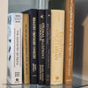 neutral, black, white and gold kitchen decoration. Cookbooks used as kitchen decoration  