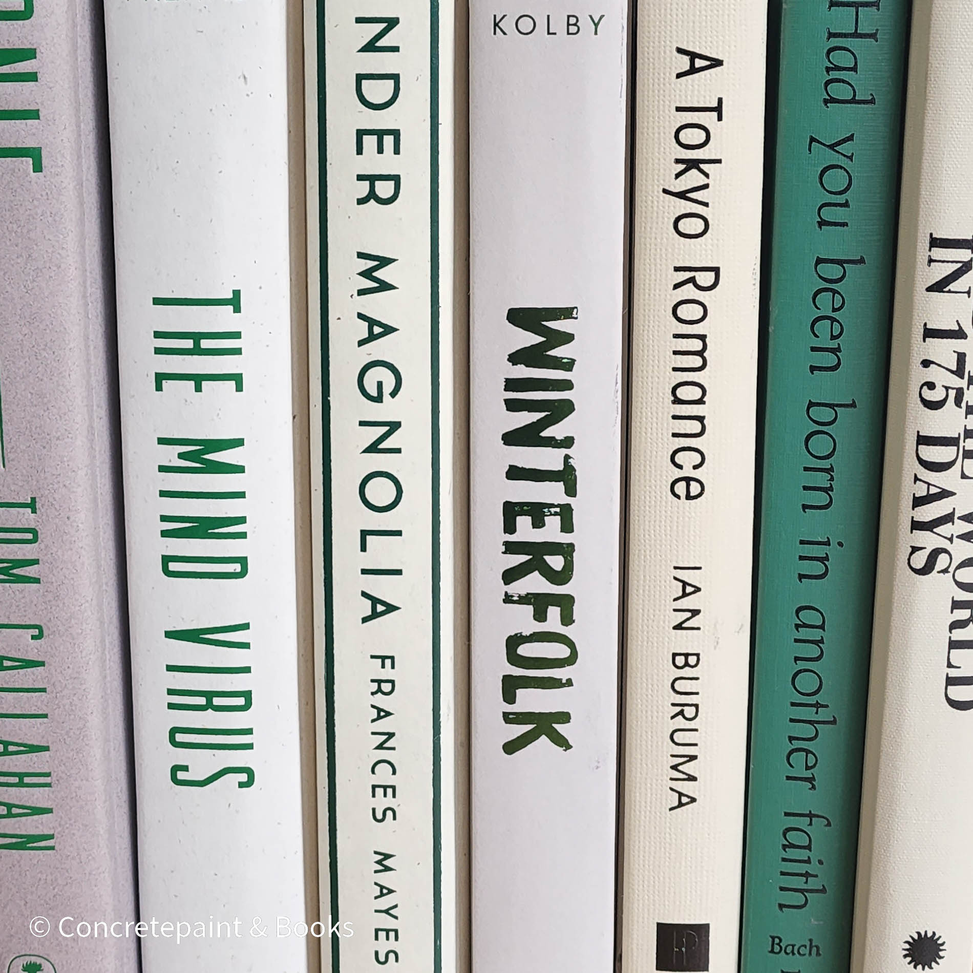 Green neutral and gray real hardcover book stack used for decoration.