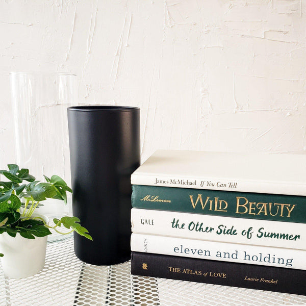 Moody Luxury 8 | Book Stack + Faux Plant + Vases-Set of Decorative Books and Accents-[stack of real books for decorating]-[set of books with decorative accents]