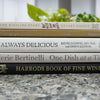 Set of decorative cookbooks for display. Neutral kitchen décor. 