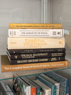 neutral, black, white and gold kitchen decoration. Cookbooks used as kitchen decoration  