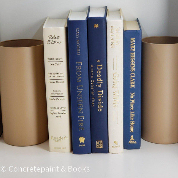 Nude & Blue Book Set 7 | Book Stack & Decorative Accents-Set of Decorative Books and Accents-[stack of real books for decorating]-[set of books with decorative accents]