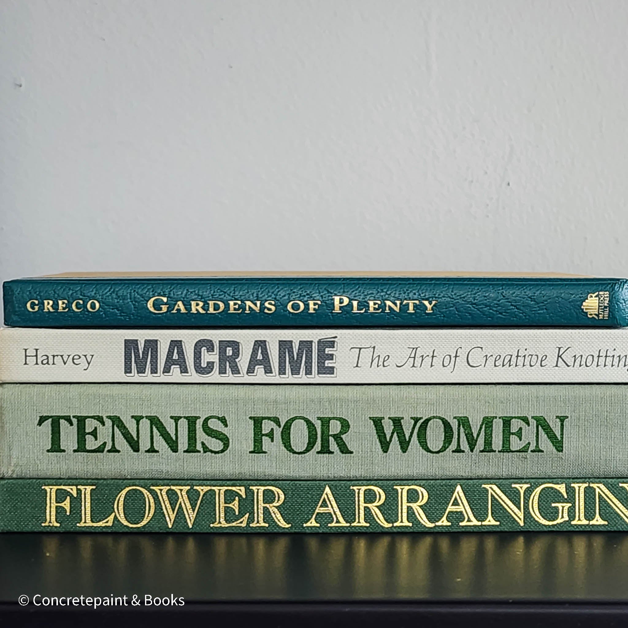 Vintage Green Coffee Table Book Stack 4