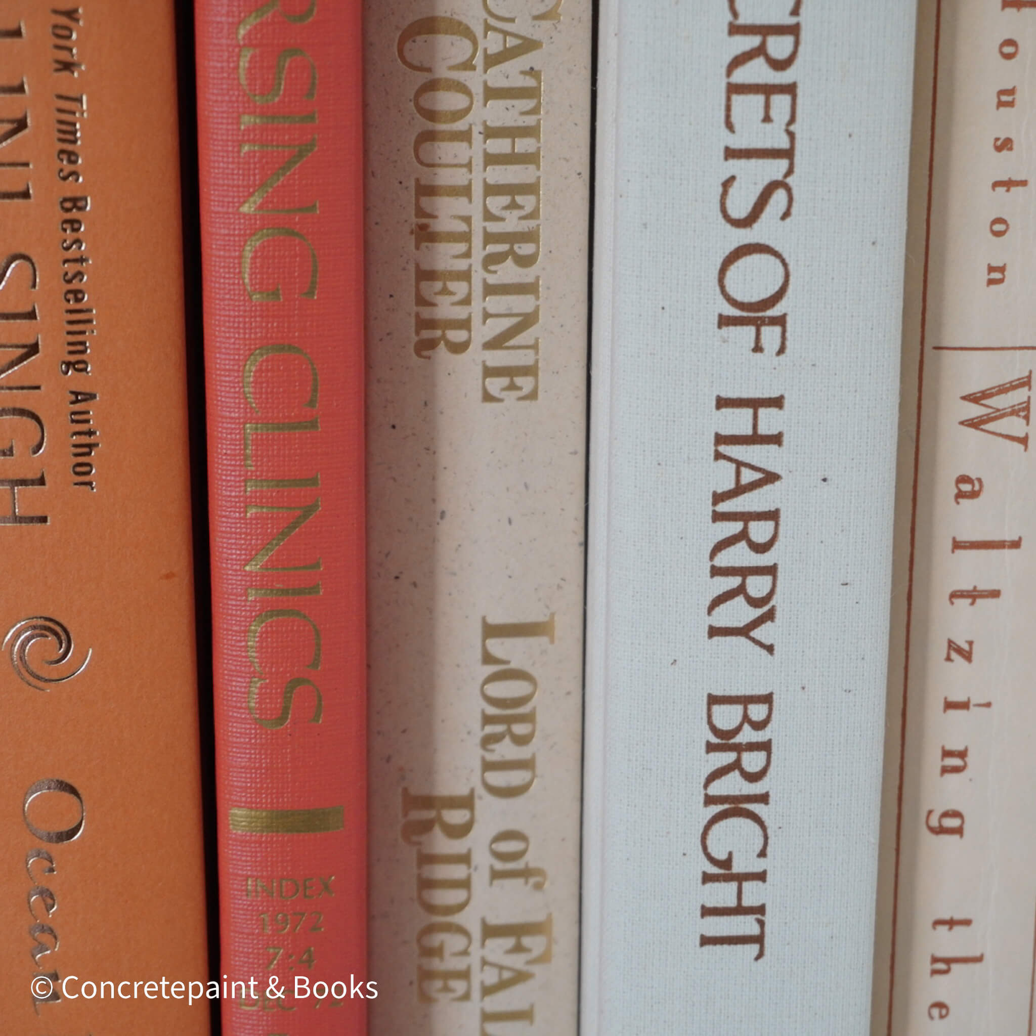 Books for display on shelf. Neutral and warm toned home decor. 